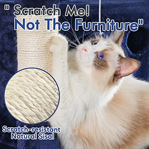 rabbitgoo Cat Tree Cat Tower 61" for Indoor Cats, Multi-Level Cat Condo with Hammock & Scratching Posts for Kittens