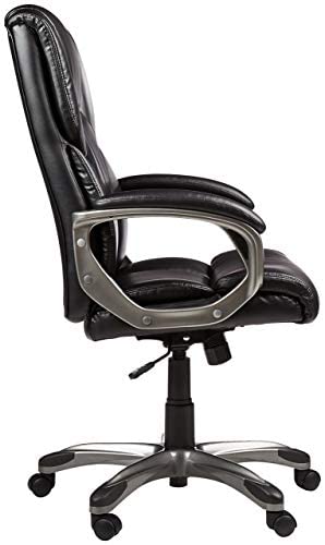 Executive Home Office Desk Chair with Padded Armrests- Black/Silver