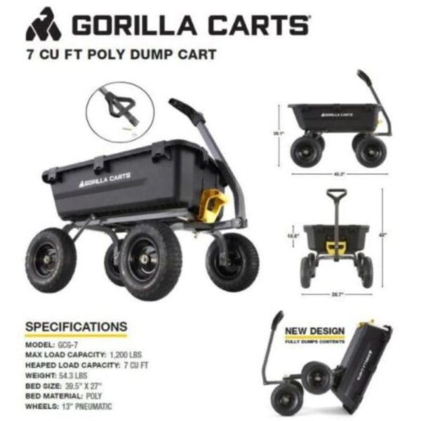 04929094-41C7-D1EB-F62B-1E9377E9F174 Gorilla Carts 7-cu ft Poly Yard Cart | GCG-7 - MadeInUSA
