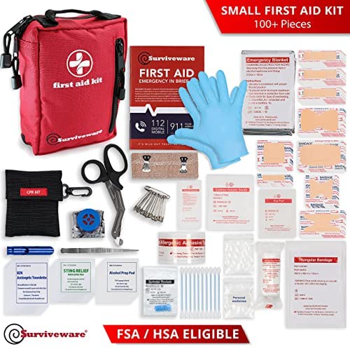 Surviveware Comprehensive Premium First Aid Kit Emergency Medical Kit for Trucks, Cars, Camping, Office and Sports and Outdoor Emergencies - Large 200 Piece Set