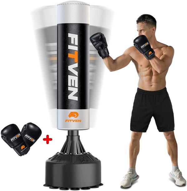 FITVEN Freestanding Punching Bag 70''-205lbs with Boxing Gloves Heavy Boxing Bag with Suction Cup Base