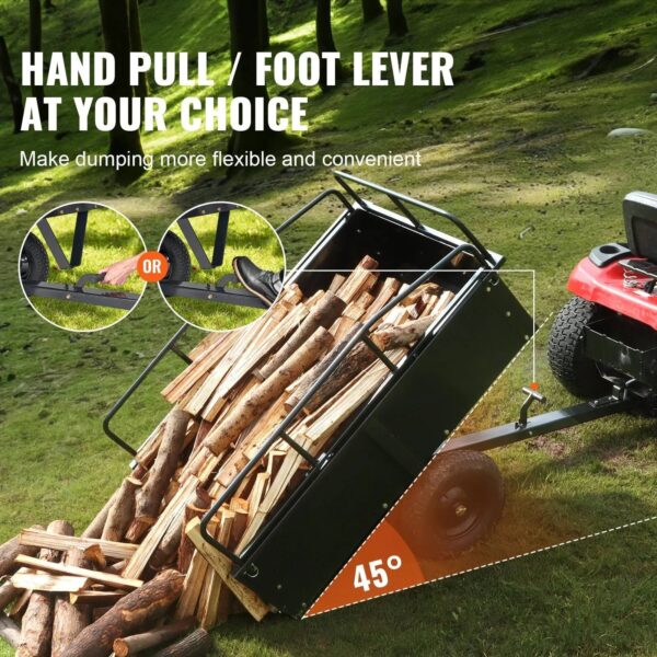 08B0D19D-A88C-945F-0DFF-7414A3347F43 VEVOR Heavy Duty ATV Trailer Steel Dump Cart, 750-Pound 15 Cubic Feet, Garden Utility Trailer with Removable Sides for Riding L - MadeInUSA