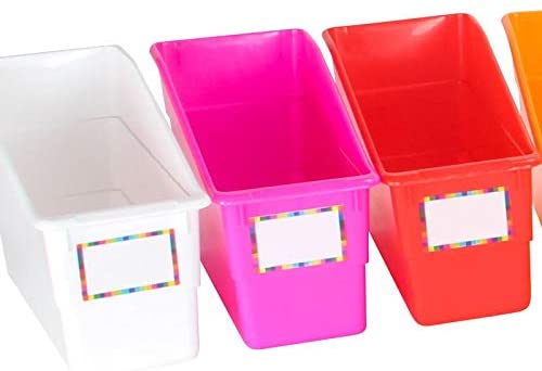 Really Good Stuff Rainbow Name Labels Durable Book and Binder Holders (Set of 12)