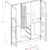 100% Solid Wood Cosmo 3-Door Wardrobe with Raised Panel Doors, Gray - Palace Imports 7115D - MadeInUSA