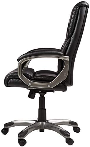 Executive Home Office Desk Chair with Padded Armrests- Black/Silver