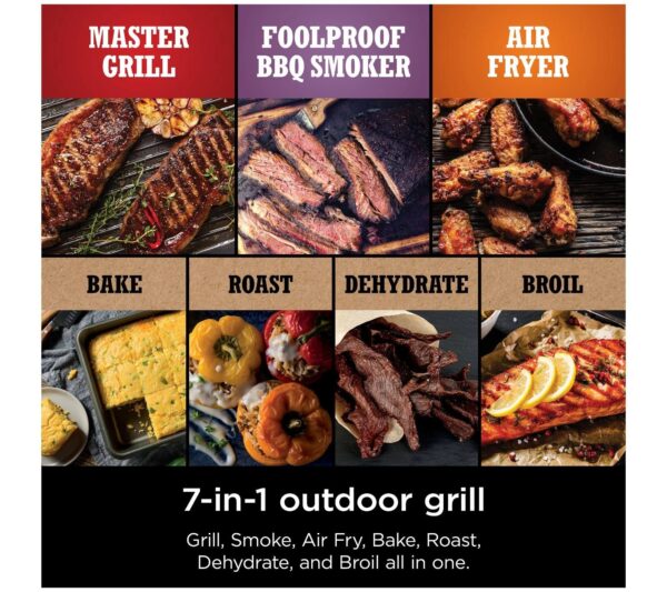 1100467B-4FEC-3556-BD31-CA52F69C12ED Ninja 7-in-1 Woodfire Electric Outdoor Grill &Air Fryer Grill ,Grey - MadeInUSA