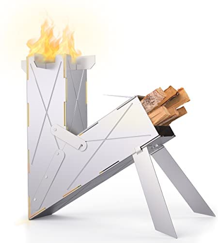 Vire Stove - Portable & Foldable Outdoor Wood Burning Rocket Stove | Survival or Emergency Gear | Camping Cooking Twig Stove