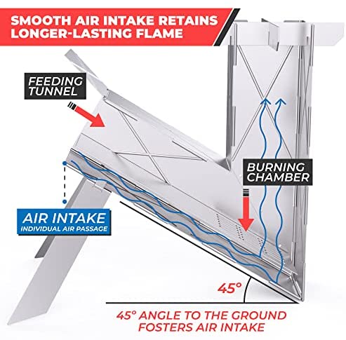 Vire Stove - Portable & Foldable Outdoor Wood Burning Rocket Stove | Survival or Emergency Gear | Camping Cooking Twig Stove