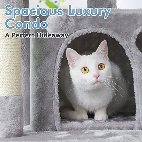 rabbitgoo Cat Tree Cat Tower 61" for Indoor Cats, Multi-Level Cat Condo with Hammock & Scratching Posts for Kittens