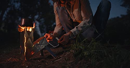 Vire Stove - Portable & Foldable Outdoor Wood Burning Rocket Stove | Survival or Emergency Gear | Camping Cooking Twig Stove