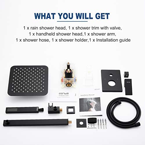 ESNBIA Oil Rubbed Bronze Shower System, Bathroom 12 Inches Rain Shower Head
