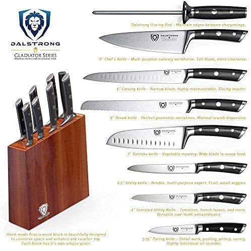DALSTRONG Knife Block Set - 5 Piece - Gladiator Series - with Modular, Multi-Level Block - German HC Stainless Steel - Premium ABS Polymer Handles - NSF Certified