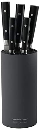 Royal Doulton Gordon Ramsay Block Knife Set, 6 Piece, Grey