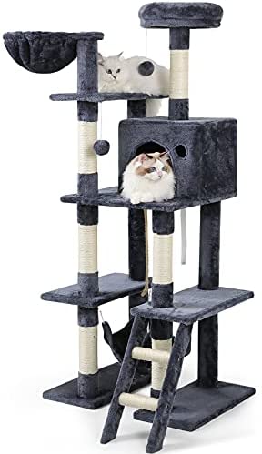 rabbitgoo Cat Tree Cat Tower 61" for Indoor Cats, Multi-Level Cat Condo with Hammock & Scratching Posts for Kittens