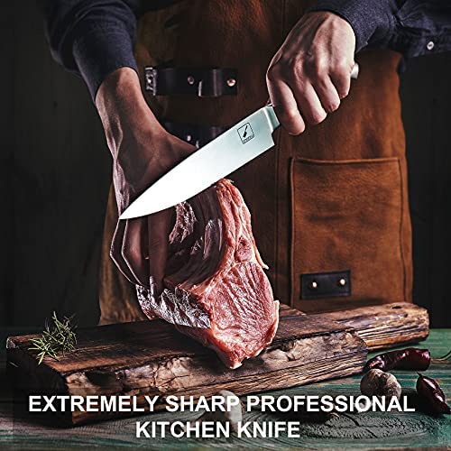Kitchen Knives Set with Block, imarku 15-Pieces High Carbon German Steel Knife Set, Knife Block Set with Built-in Sharpener, Sliver
