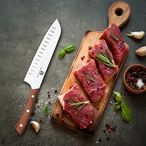 Vestaware Knife Set, 16-Piece Chef Knife Set with Knife Sharpener, Stainless Steel Kitchen Knives Set with Wooden Block, 6 Steak Knives and Bonus Scissors