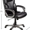 Executive Home Office Desk Chair with Padded Armrests- Black/Silver