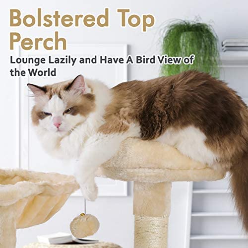 rabbitgoo Cat Tree Cat Tower 61" for Indoor Cats, Multi-Level Cat Condo with Hammock & Scratching Posts for Kittens