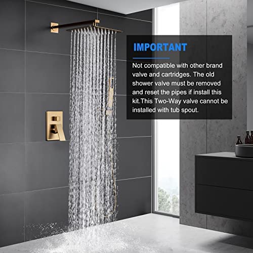 ESNBIA Oil Rubbed Bronze Shower System, Bathroom 12 Inches Rain Shower Head