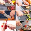 WELLSTAR Rainbow Knife Set 14 Pieces, Iridescent German Stainless Steel Kitchen Knives Set with Wooden Block, Colorful Titanium Coating, Chef’s Knife Block Set with Scissors and Built-in Sharpener