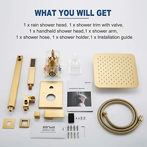 ESNBIA Oil Rubbed Bronze Shower System, Bathroom 12 Inches Rain Shower Head