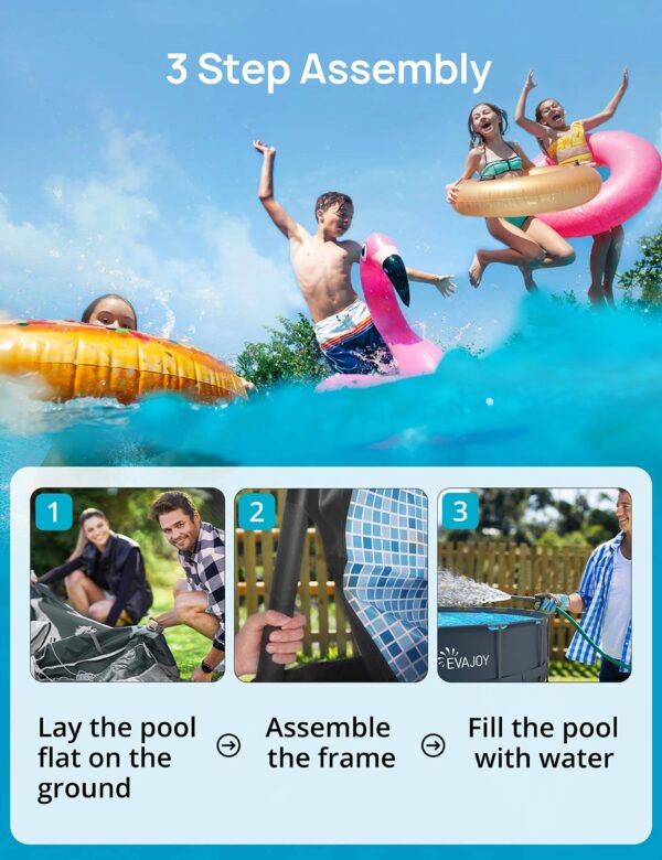 Evajoy 16ft x 48in Metal Frame Swimming Pool Set, Round Above Ground Pool Set with 2000 GPH Sand Filter Pump, Pool Ladder, Ground Cloth, Pool Cover - MadeInUSA