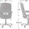 Executive Home Office Desk Chair with Padded Armrests- Black/Silver