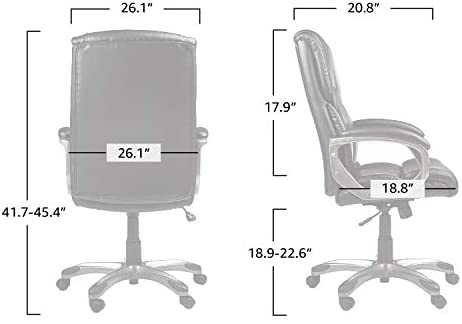 Executive Home Office Desk Chair with Padded Armrests- Black/Silver