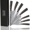 Yatoshi 7 Knife Block Set - Pro Kitchen Knife Set Ultra Sharp High Carbon Stainless Steel with Ergonomic Handle
