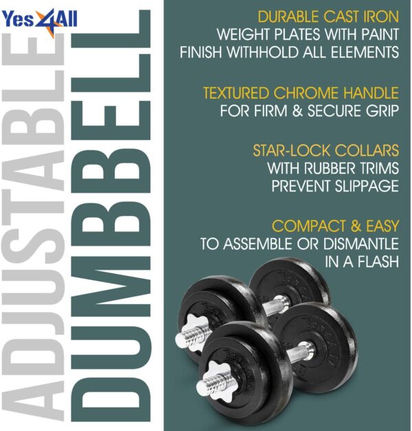 Yes4All Adjustable Dumbbells 40to 200 lbs with Connector Options for strength training