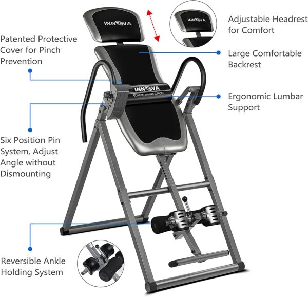 Innova Inversion Table with Adjustable Headrest, 300 lb Weight Capacity