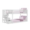 Max and Lily Twin Over Twin Low Bunk Bed with Staircase - Pecan - MadeInUSA