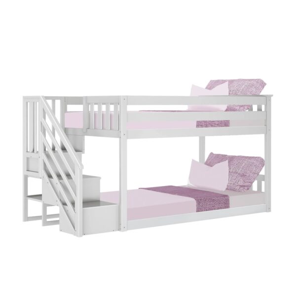 44EE5298-D812-B276-473F-3E032137D922 Max and Lily Twin Over Twin Low Bunk Bed with Staircase - Pecan - MadeInUSA