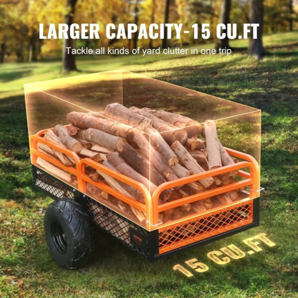 457A2BF9-5C39-1887-3C38-A21A391DE4F2 VEVOR Heavy Duty ATV Trailer Steel Dump Cart, 750-Pound 15 Cubic Feet, Garden Utility Trailer with Removable Sides for Riding L - MadeInUSA