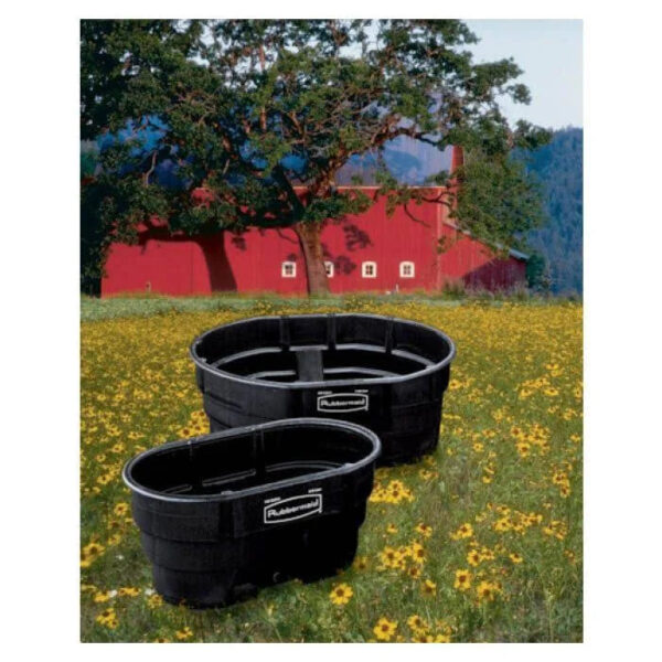 Rubbermaid FG424500BLA Stock Tank, 150 Gal Capacity, Plastic, Black - MadeInUSA
