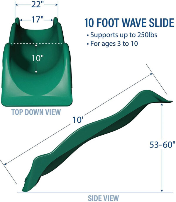 47843410-374E-E7AF-1045-9255B7F2575F Backyard Discovery 10 Foot Wave Slide, Easy One Piece Installation, Green - MadeInUSA