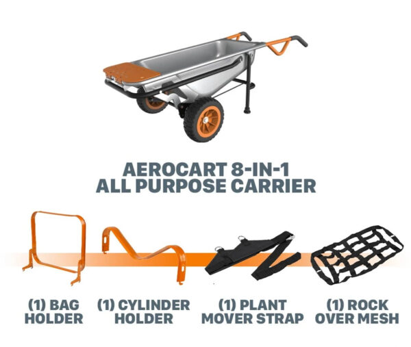 Worx WG050 Aerocart 8-in-1 Wheelbarrow - MadeInUSA