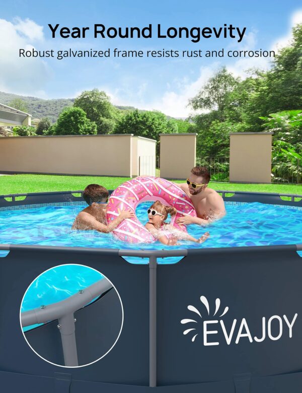 Evajoy 16ft x 48in Metal Frame Swimming Pool Set, Round Above Ground Pool Set with 2000 GPH Sand Filter Pump, Pool Ladder, Ground Cloth, Pool Cover - MadeInUSA