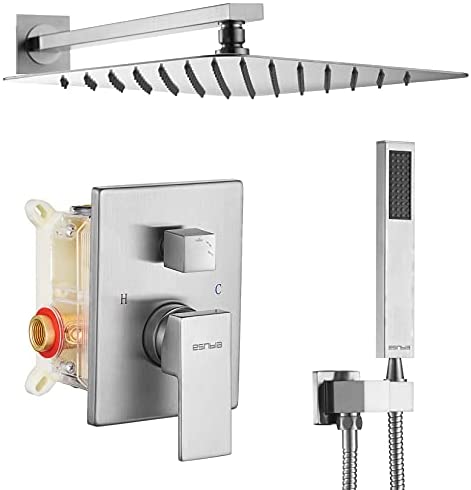 ESNBIA Oil Rubbed Bronze Shower System, Bathroom 12 Inches Rain Shower Head