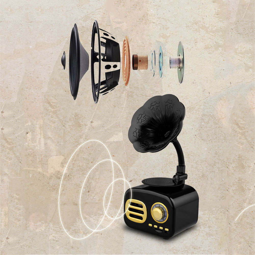 Portable Bluetooth Speaker - Retro Phonograph Design
