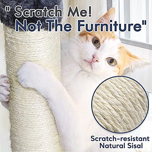 rabbitgoo Cat Tree Cat Tower 61" for Indoor Cats, Multi-Level Cat Condo with Hammock & Scratching Posts for Kittens