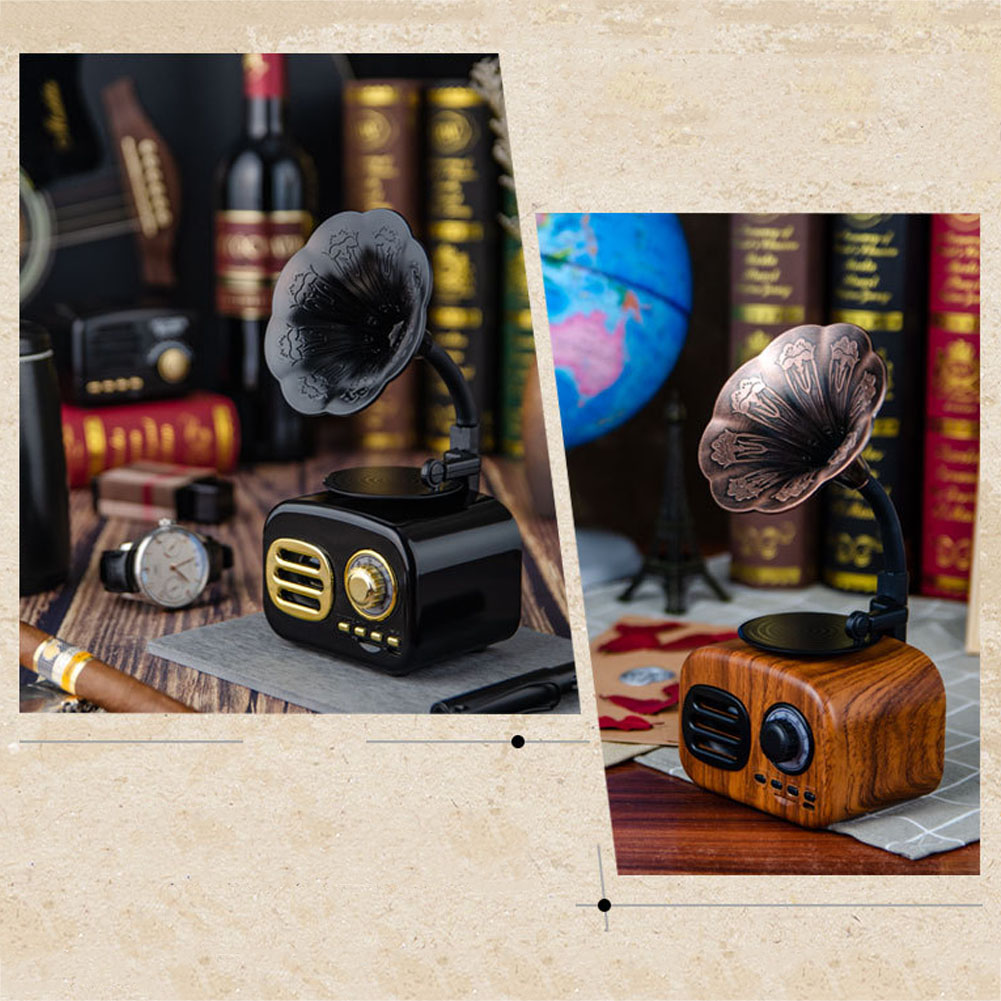 Portable Bluetooth Speaker - Retro Phonograph Design
