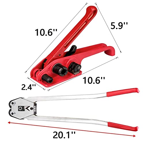uyoyous Packaging Strapping Banding Kit 1/2" x 3937' Heavy Duty PET/PP Poly Pallet Strapping Kit Steel Manual Banding Tool Set Includes Tensioner Tool, Sealer Tool, Coils