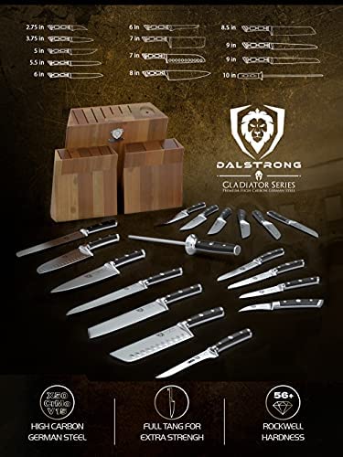 DALSTRONG Knife Block Set - 5 Piece - Gladiator Series - with Modular, Multi-Level Block - German HC Stainless Steel - Premium ABS Polymer Handles - NSF Certified