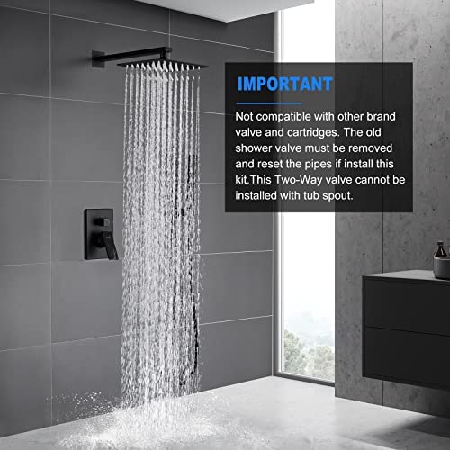 ESNBIA Oil Rubbed Bronze Shower System, Bathroom 12 Inches Rain Shower Head