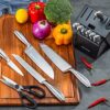 WELLSTAR Rainbow Knife Set 14 Pieces, Iridescent German Stainless Steel Kitchen Knives Set with Wooden Block, Colorful Titanium Coating, Chef’s Knife Block Set with Scissors and Built-in Sharpener