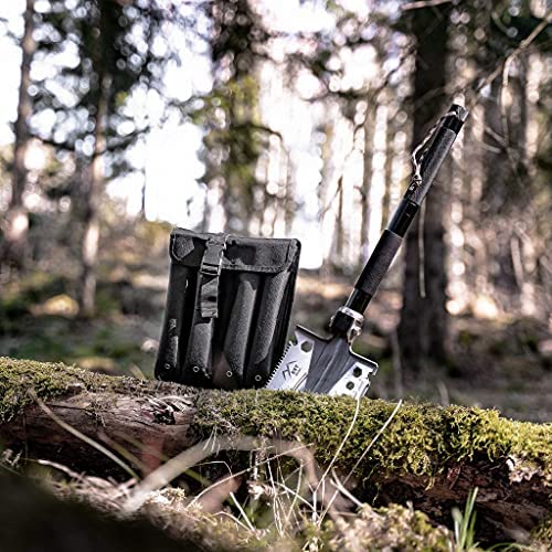 EST Gear Survival Shovel 18-in-1 Military Gear Folding Compact Tactical Entrenching Tool for Camping, Backpacking and Emergencies, Lifetime Replacement