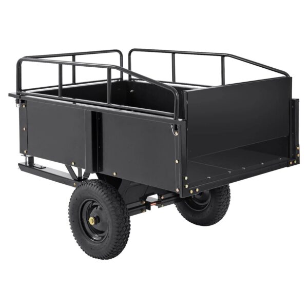 5719CA32-2674-CE76-FD72-7C9FBDE7924D VEVOR Heavy Duty ATV Trailer Steel Dump Cart, 750-Pound 15 Cubic Feet, Garden Utility Trailer with Removable Sides for Riding L - MadeInUSA