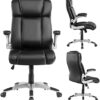 Executive Office Desk Chair with Flip-up Armrests, Executive Chair PU Leather Swivel Task Chair with Lumbar Support