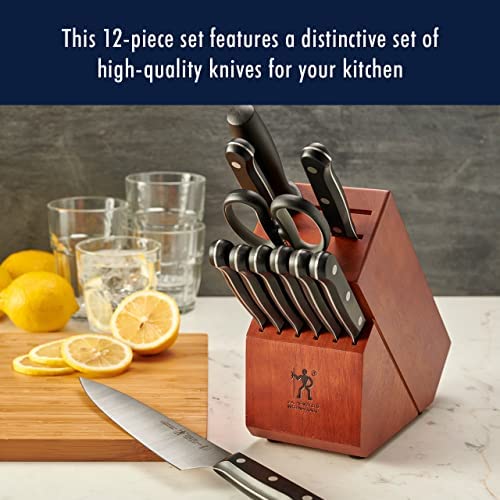HENCKELS Solution 12-pc Knife Set with Block, Chef Knife, Paring Knife, Steak Knife Set, Grey, Stainless Steel